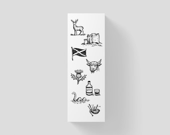 Marcapáginas escocés con iconos - Regalo escocés para lectores, marcapáginas de Escocia, regalo para lectores de Escocia