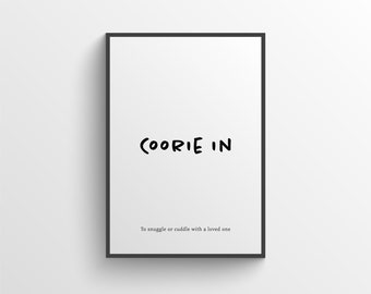 Impresión "Coorie In Definition" - Impresión escocesa, regalo escocés - Impresión de refranes escoceses - Arte mural escocés - Regalos de Escocia