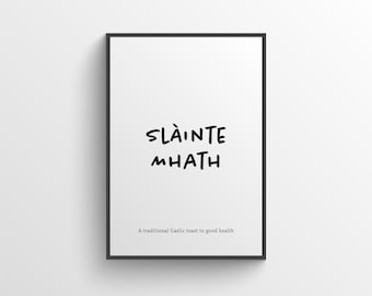 Impresión de definición de Slàinte Mhath - Impresión escocesa, Regalo escocés - Impresión de refranes escoceses - Arte de la pared escocesa - Regalos de Escocia Inicio