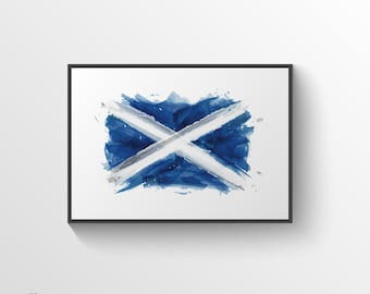 Bandera de Escocia, Impresión de arte de Escocia - Arte de la pared escocesa - Impresión de Escocia - Arte de la pared de impresión escocesa - Regalo escocés - Arte escocés