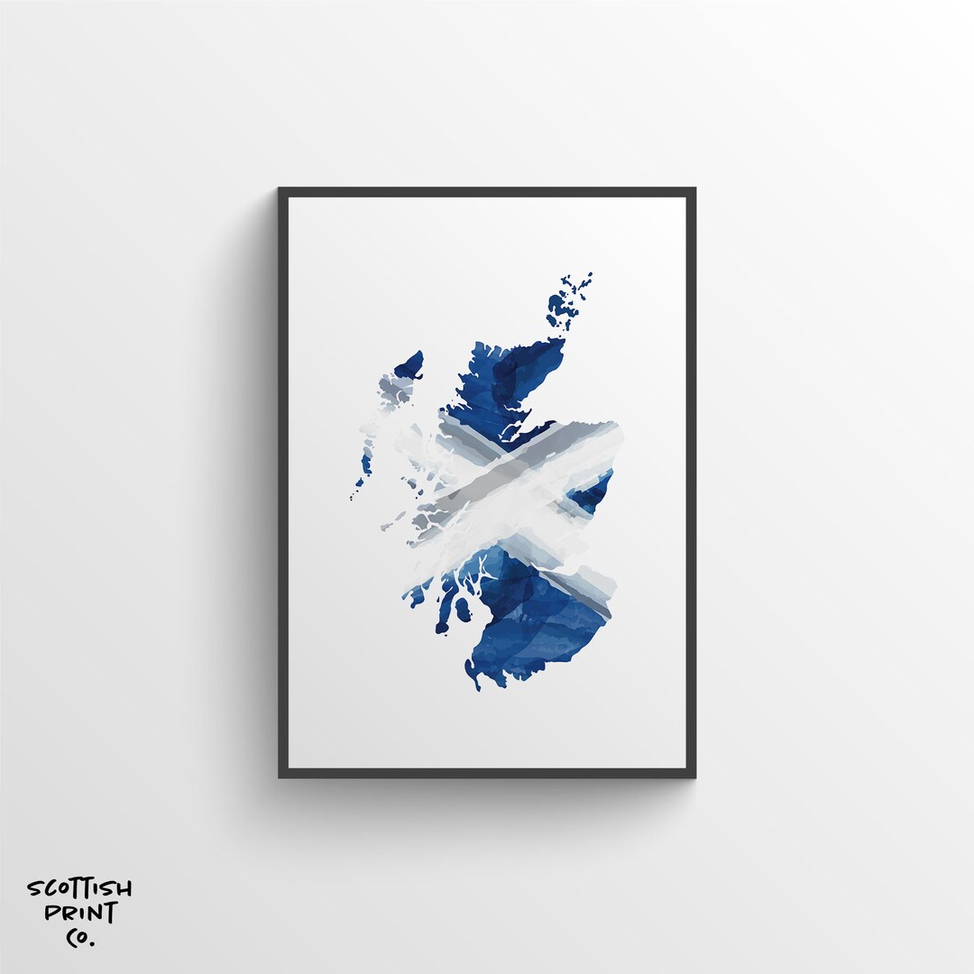 Scotland Map Print With Scotland Flag - Scottish Wall Art - Scotland ...