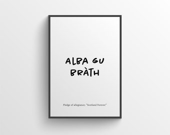 Impresión de la definición de Alba Gu Brath - Impresión escocesa, regalo escocés - Impresión de refranes escoceses - Arte mural escocés - Regalos de Escocia