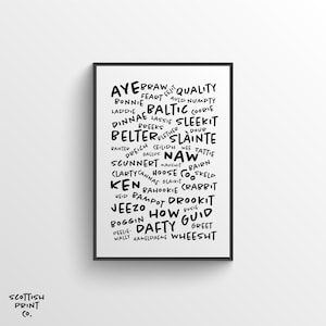 Scottish Words Print | Scottish Wall Art, Scottish Gift