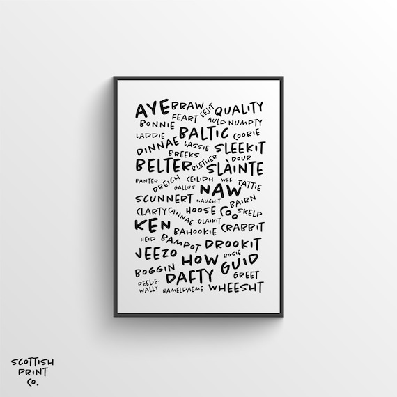 Scottish Words Print - Scottish Wall Art - Scotland Print - Funny Scottish Wall Art Print - Unique Scottish Gift - Scottish Words Poster
