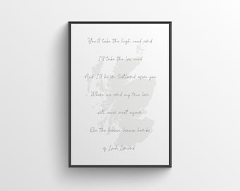 Hermosas orillas del lago Lomond - Lámina de Escocia, Arte para pared - Regalo de Escocia, Regalo escocés - Citas escocesas, Láminas escocesas, Lámina del lago Lomond