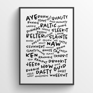 Scottish Words Print | Scottish Wall Art, Scottish Gift