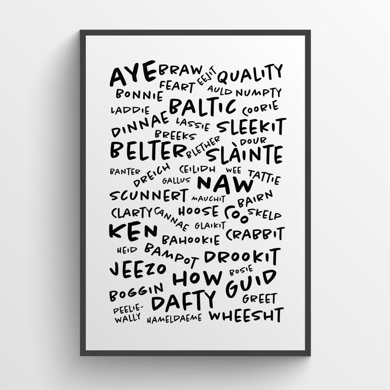 Scottish Words Print | Scottish Wall Art, Scottish Gift