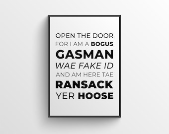 Impresión de Still Game - Bogus Gasman - Impresión con cita de Still Game - Impresión escocesa divertida - Arte divertido escocés - Regalo escocés - Impresión escocesa