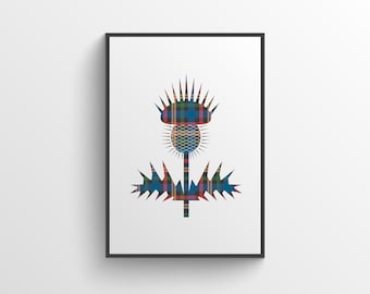 Impresión de cardo escocés colorido - Arte de pared escocés - Impresión de Escocia - Arte de pared de tartán escocés - Regalo escocés - Arte escocés, Regalo de tartán