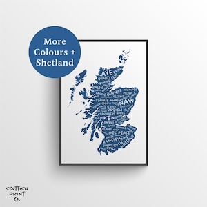 Mots écossais sur l'impression de carte d'Ecosse - art mural écossais - impression d'Ecosse - art mural impression de carte d'Ecosse - cadeau écossais - art écossais