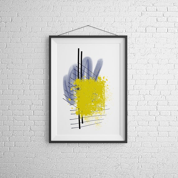 instant download art prints wall decor yellow and blue wall art A