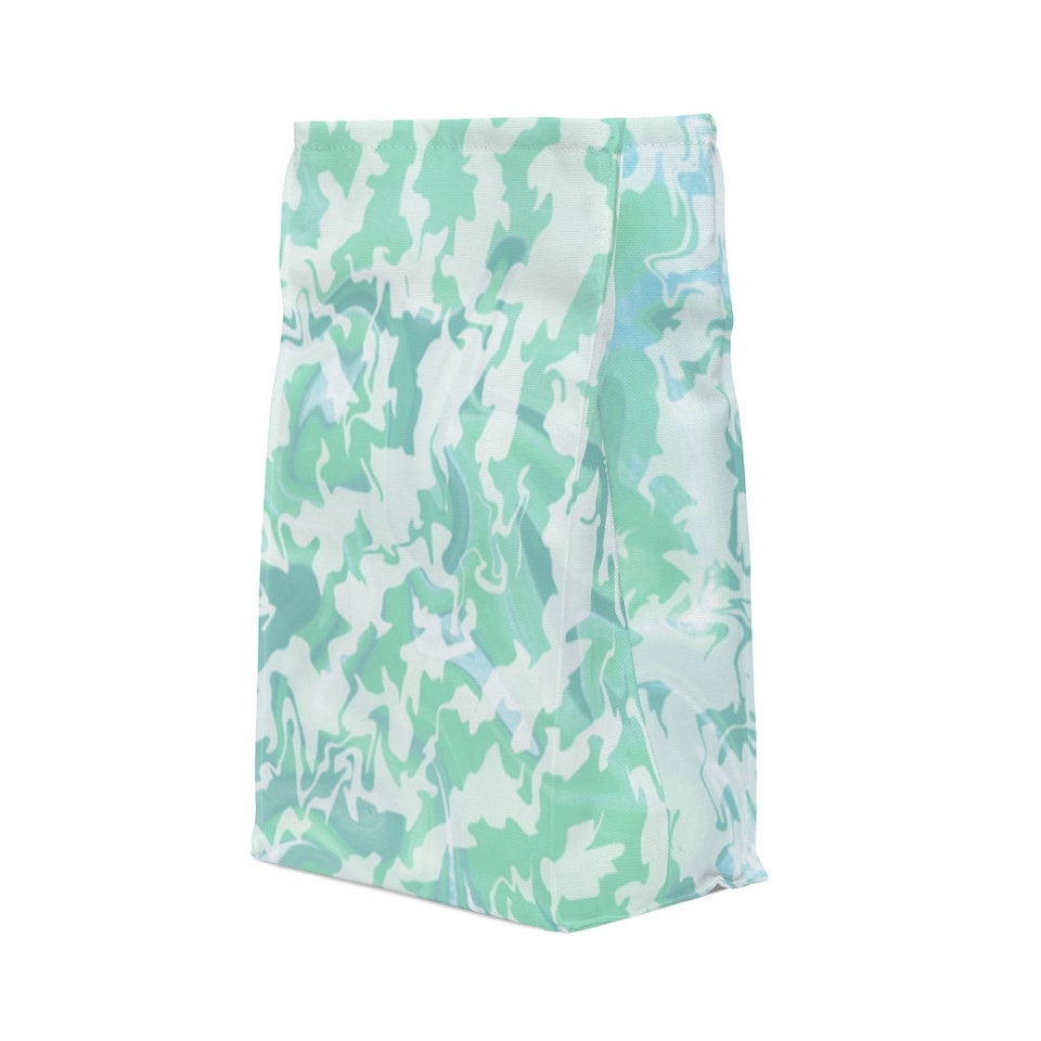 Teal Print Polyester Lunch Bag