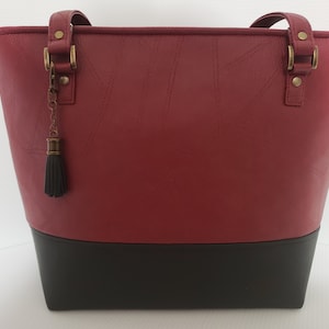 Bolso de hombro grande, bolso Emily, bolso tote, bolso burdeos, bolso tote de piel sintética, bolso tote de moda, bolso con cremallera superior