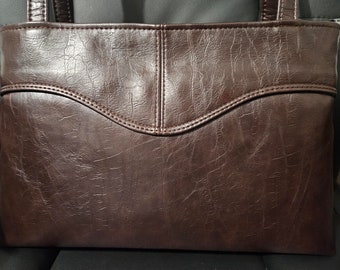 Shoulder Bag, Faux Leather Brown Bag,  Brown Handbag, Pocketbook, Sweetheart Bag, Work Bag, Office Bag. Gift Bag,