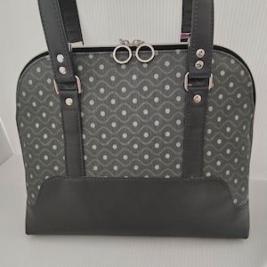 Bolso de piel sintética, bolso de hombro, vegano, de vinilo, bolso de mano gris, bolso de bolsillo, bolso de oficina o de trabajo, bolso de regalo, bolso mediano, bolso Bowler de Boronia