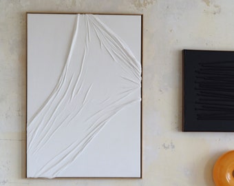 MÁQUINA | Arte contemporânea, moderna e minimalista | Pintura acrílica abstrata feita à mão com textura | Elegante e Único | moldura de madeira | gesso 3D