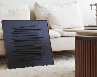 PAMALO | Contemporary, modern and minimalist art | Handmade Abstract Acrylic Painting Texture | Elegant & unique, black with wooden frame