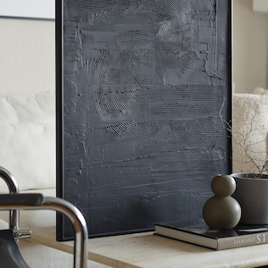 LA NUIT | Modern, minimalist, textured wall art | Plaster painting | Relief structure | Abstract art | Painting | with picture frame