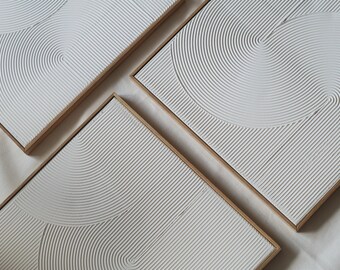 TRIO MINI | Conjunto de arte de parede moderna, minimalista e texturizada | Pintura em gesso | Estrutura em relevo | Arte abstrata | Imagem estrutural