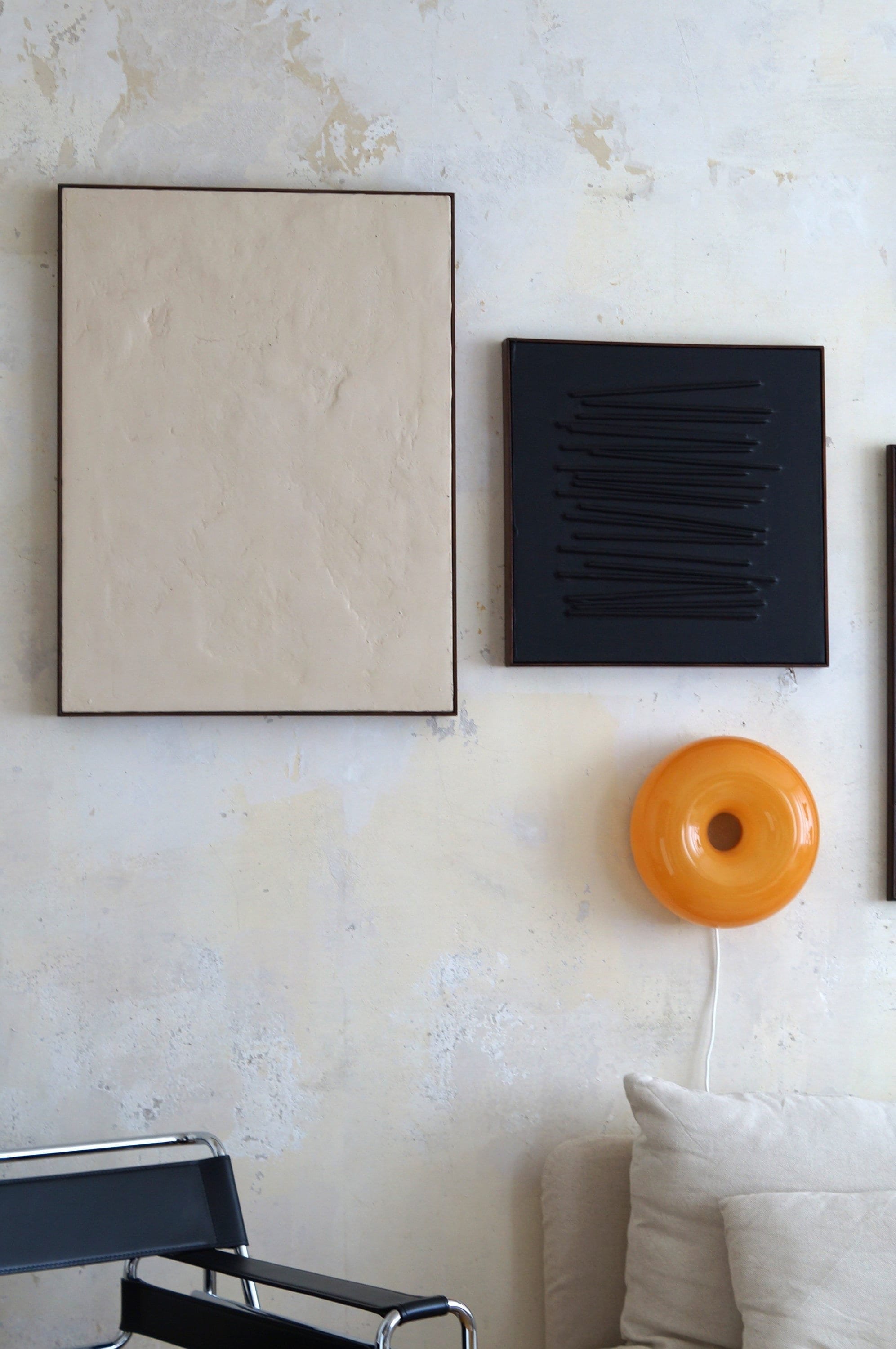 TSUKI | Contemporary, modern and minimalist art | Handmade Abstract Acrylic Painting Textured | Elegant & Unique | wooden frame | plaster art