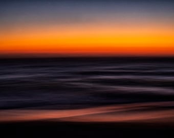 Fotografías abstractas e impresionistas y lienzos con el amanecer sobre las olas en Vilano Beach, Florida / Decoración de hogar en la playa / Arte mural de Florida