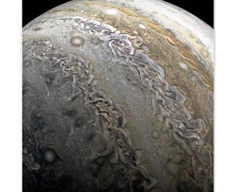 Cortina de ducha personalizada / 60 x 72 / Decoración única para el baño / Impresionante foto del satélite Juno de Júpiter / Tela de poliéster de alta calidad