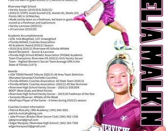 Soccer Player Profile and Resume