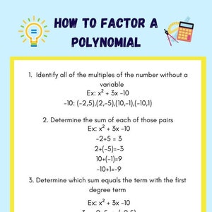 Factoring Worksheets-Factor-Worksheet-Math-Algebra-Print-Printable-Learning-School-Teaching-Middle School-Problem-Practice Problems-Steps