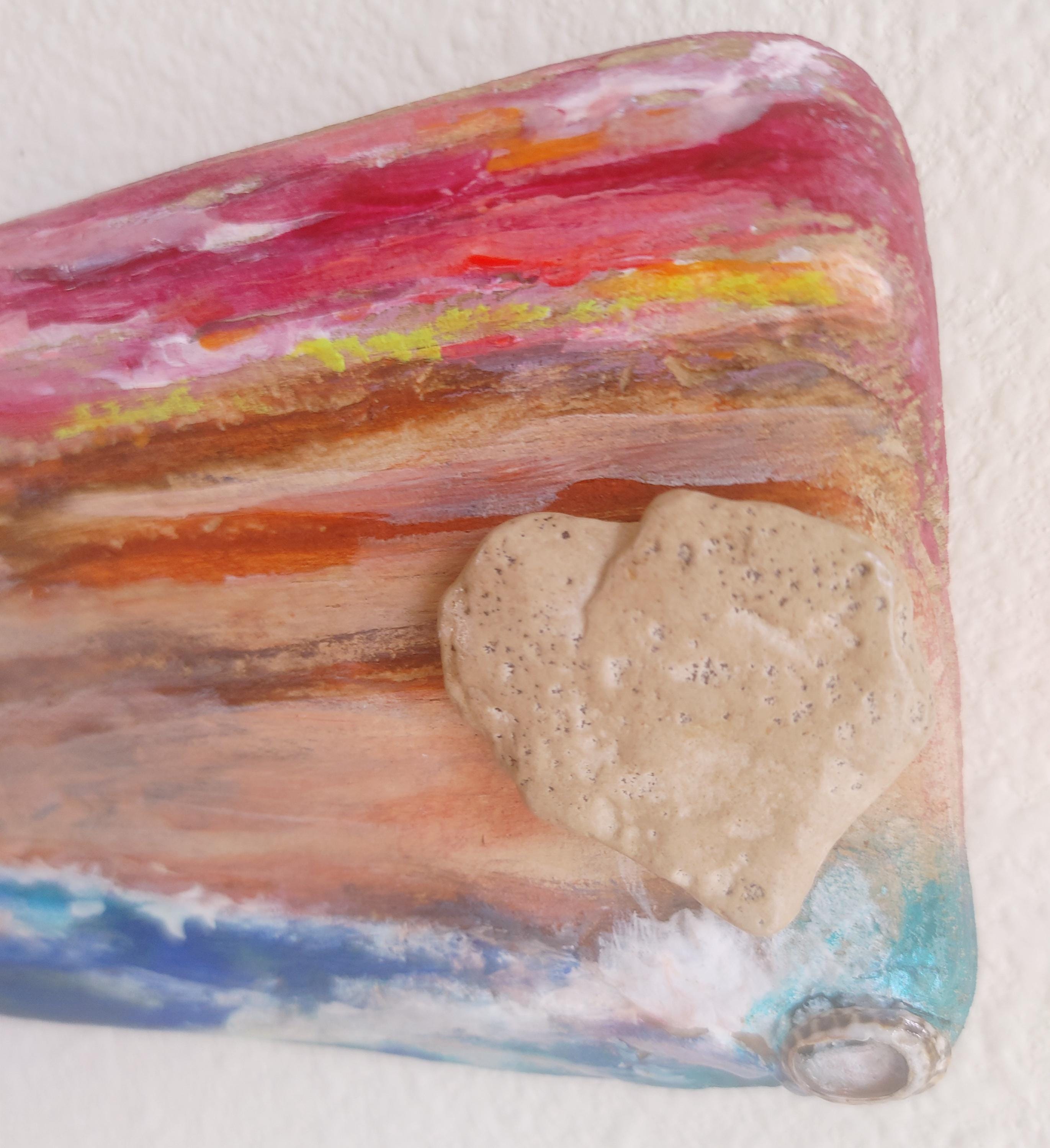 Heart Shaped Rock Art on Driftwood