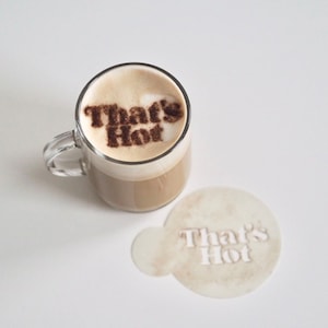 That’s hot, gift idea, Coffee Stencil, Cake Decorating, Cookie Stencil, drink stencil, coffee shop, cafe