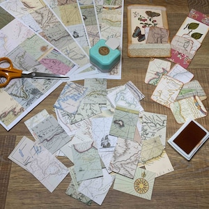 Cartes anciennes 80 cartes à imprimer 300dpi sur A4 et auto-découpe pour scrapbooking Ephemeras Pages de livres Journaux Papercraft