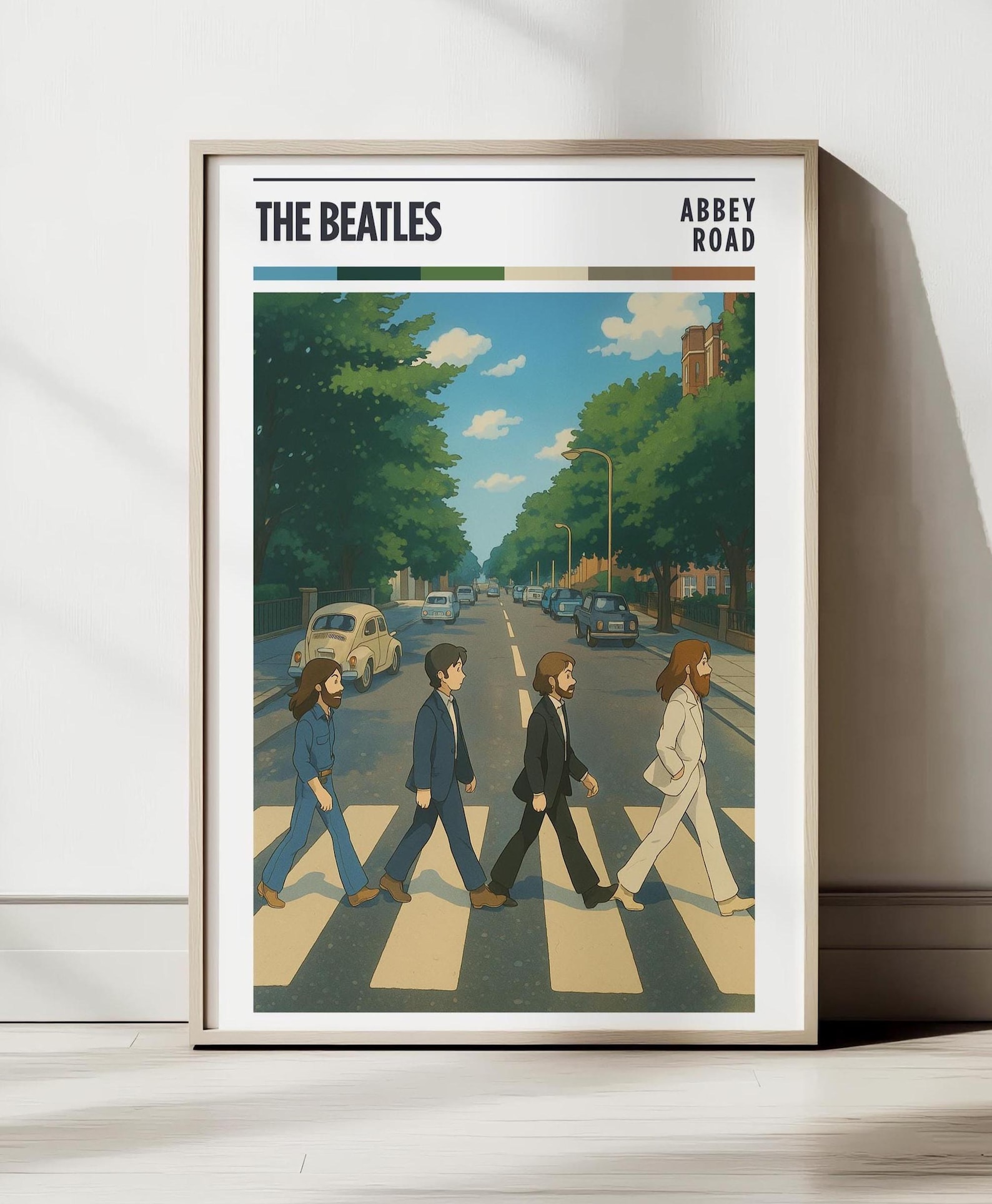 The Beatles Abbey Road Ghibli Style Poster Digital Print Anime