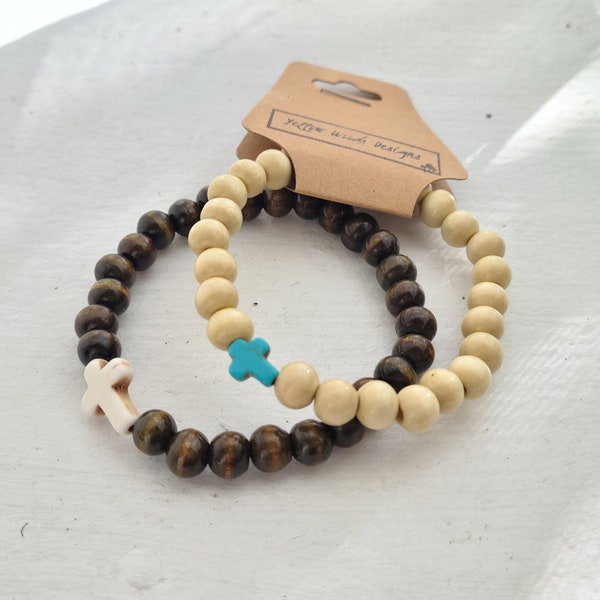 Cross Collection | Wooden Bead and Cross Bracelet | Variety of Colors Available | Easter Gift Idea | Adult Use Only