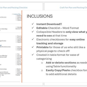 Craft Vendor Checklist | Editable Word Document | Customizable by You