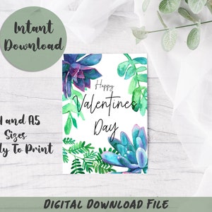 Cartão de feliz dia dos namorados com tema suculento digital pintado à mão ilustrado aquarela Echeveria Perle Von Nurnberg Graptosedum