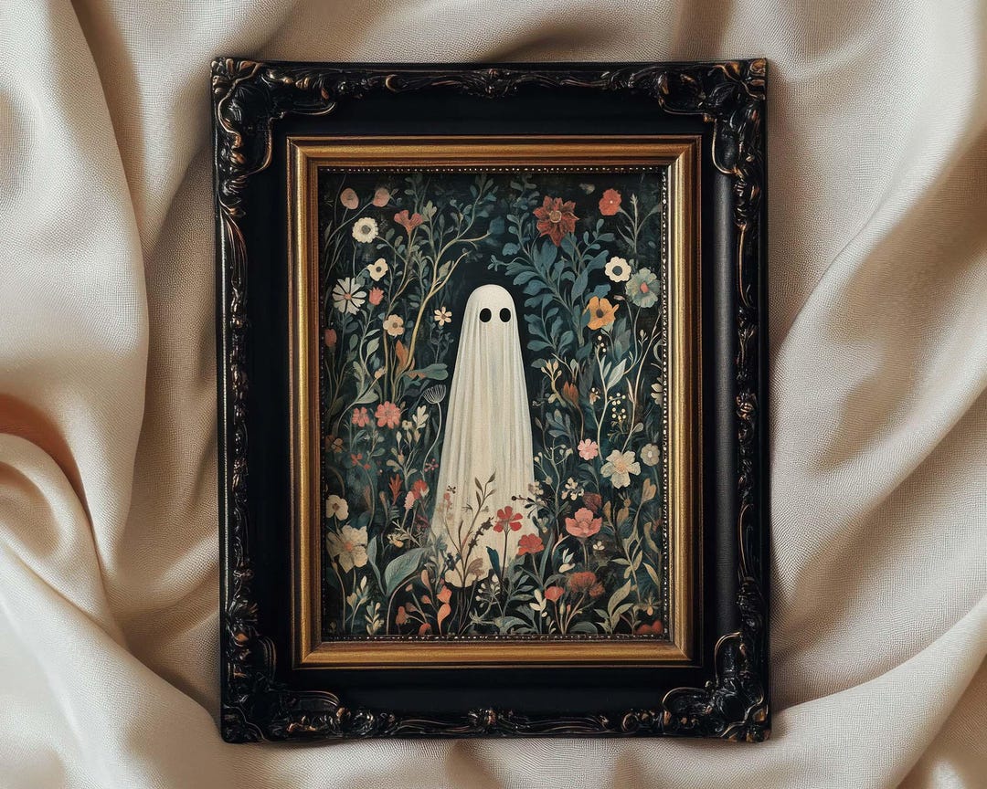 Whimsical Ghost Print Dark Cottagecore Floral Wall Art William Morris ...