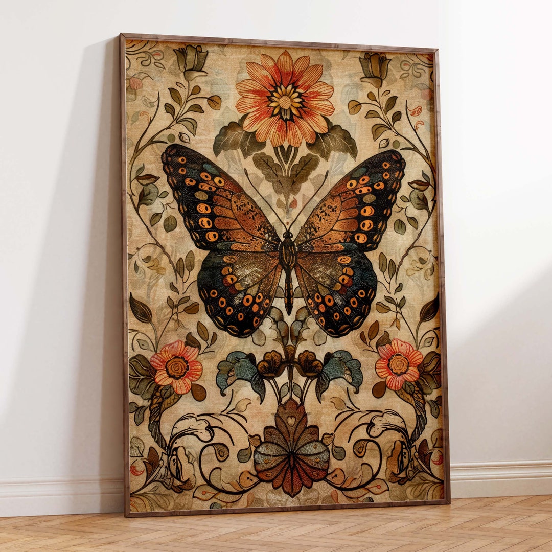 Moth Print William Morris Style, Art Nouveau Wall Art, Eclectic Decor ...