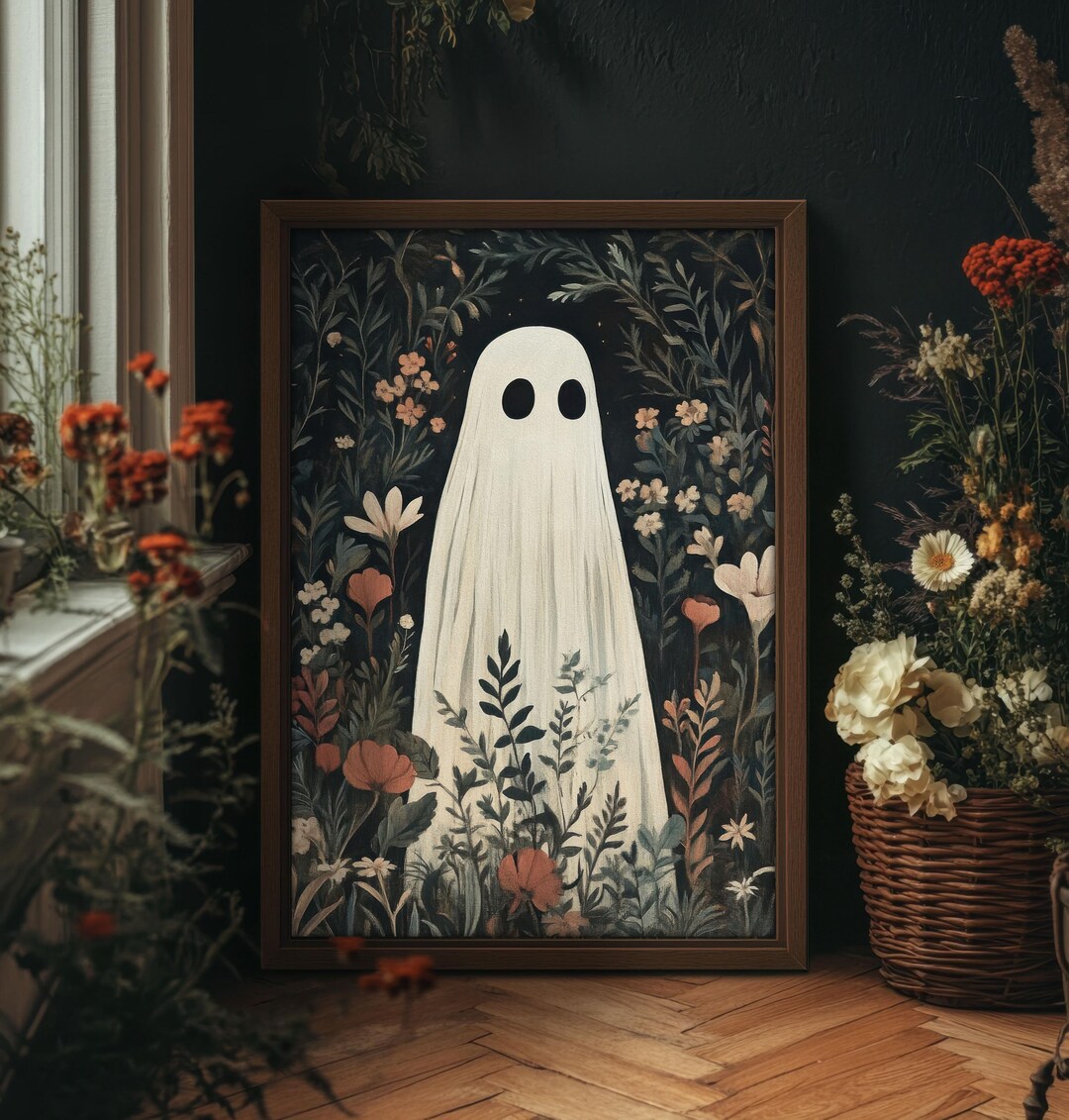 Ghost Print Dark Cottagecore Wall Art, Whimisgoth Halloween Decor ...