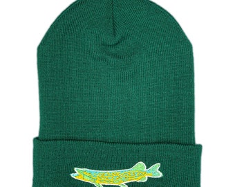 Spruce Green Northern Pike Fishing Beanie - High-Quality, Durable, Warm and  Stylish Hat for Anglers, Outdoor Enthusiast and Pike Fishermen