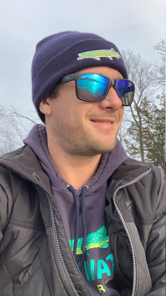Navy Northern Pike Beanie Fishing 