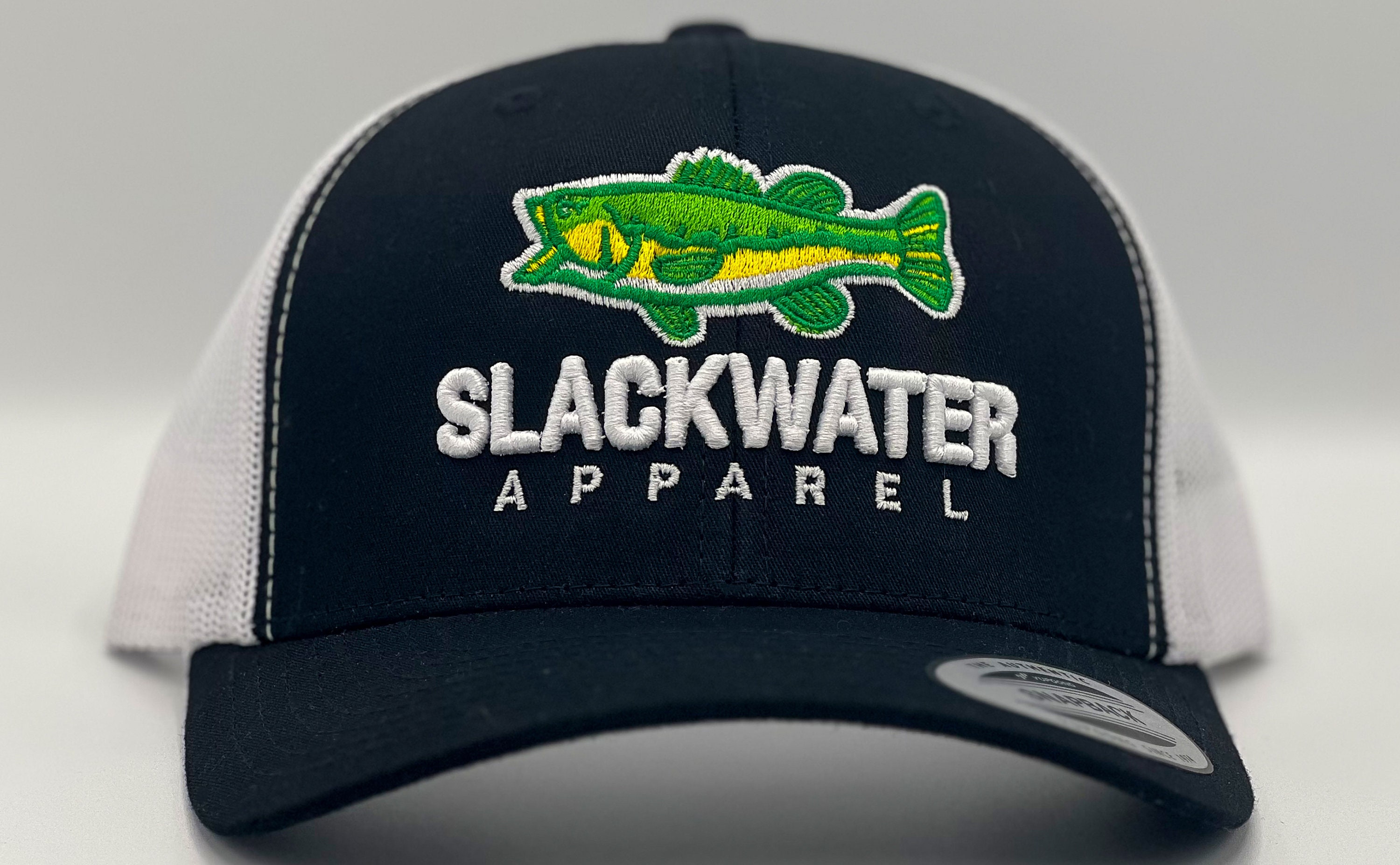 Black - White Largemouth Bass Trucker Snapback Hat - Adjustable Unisex Bass  Fishing Hat - High Quality Embroidered Logo Outdoor Apparel Gear