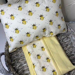 Bees Yellow - save the bees, bees, Mother’s Day, bee blanket, baby blanket, blanket, baby pillow, kids blanket, cuddle blanket