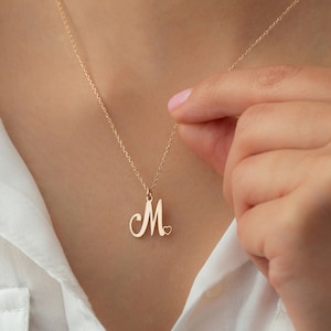 Personalised Initial Necklace, 925 Sterling Silver or 14K Solid Gold, Custom Letter Necklace, Gift for Her, for Mum, Mothers Day Gift