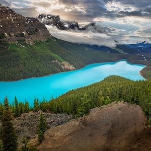 Canadian Rockies Canvas Print, Mountain Lake Wall Art, Banff Canada Mountain Scene, Peyto Lake Photograph, Living Room Bedroom Wall Decor
