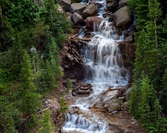 Mountain Waterfall Photo, Silverton Colorado Alpine Loop, Ouray Landscape, Canvas Wall Art Print, Decor for Home, Living Room,Bedroom Office