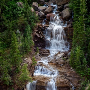 Mountain Waterfall Photo, Silverton Colorado Alpine Loop, Ouray Landscape, Canvas Wall Art Print, Decor for Home, Living Room,Bedroom Office