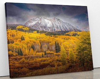 Colorado Fall Mountain Aspen Canvas Print, Kebler Pass Autumn Landscape, Mount Beckwith Wall Art