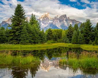 Grand Teton National Park Landscape Metal or Acrylic Print, Rocky Mountain Reflection Photo, Wyoming Photography Large Wall Art, Snake River