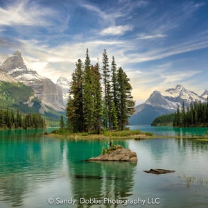 Stampa Spirit Island, Lago Maligne, Parco Nazionale Jasper, Montagne Rocciose Canadesi, Alberta, Banff, Poster di carta