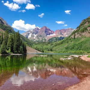 Maroon Bells, Dramatic Colorado Mountain Landscape, Canvas Wall Art Prints, Rocky Mountain Landscape Wall Decor for Home and Office